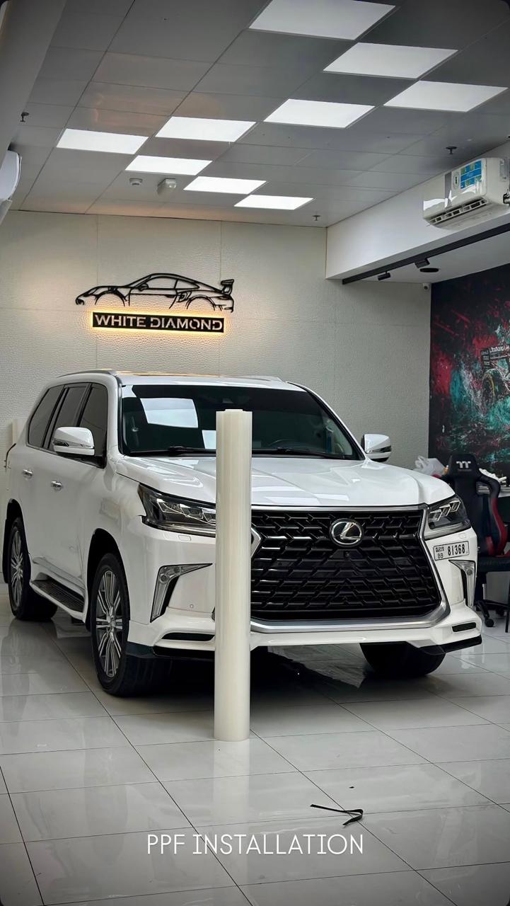 White Lexus LX after PPF installation at White Diamond